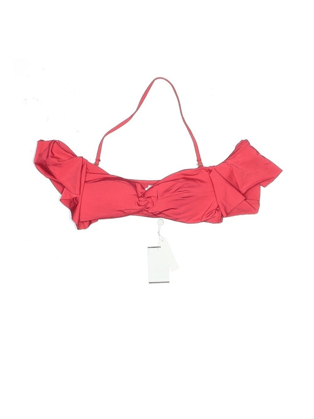 Trina Turk Red Ruffle Sleeve Bandeau Bikini Top Off Shoulder Swim Size 6 NWT - Picture 2 of 6